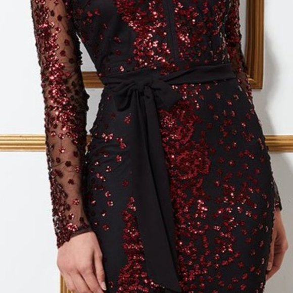 Elegant Black and Red Sequin Dress - Picture 4 of 5